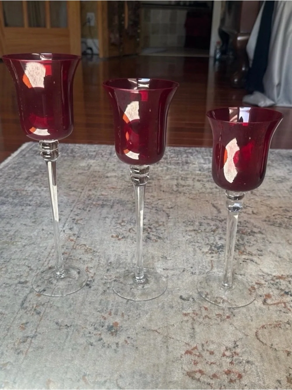 Vintage Ruby Red Glass Votive Candle Holder Set – Set of 5